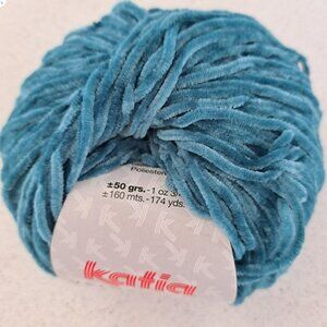 10 balls of Katia "Velvet Fine" chenille yarn in colour Teal